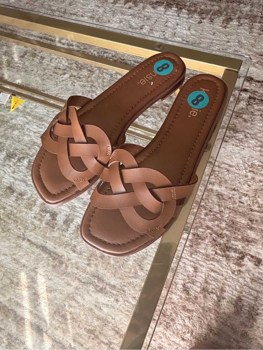 8soul Brown Braided Slide Sandals